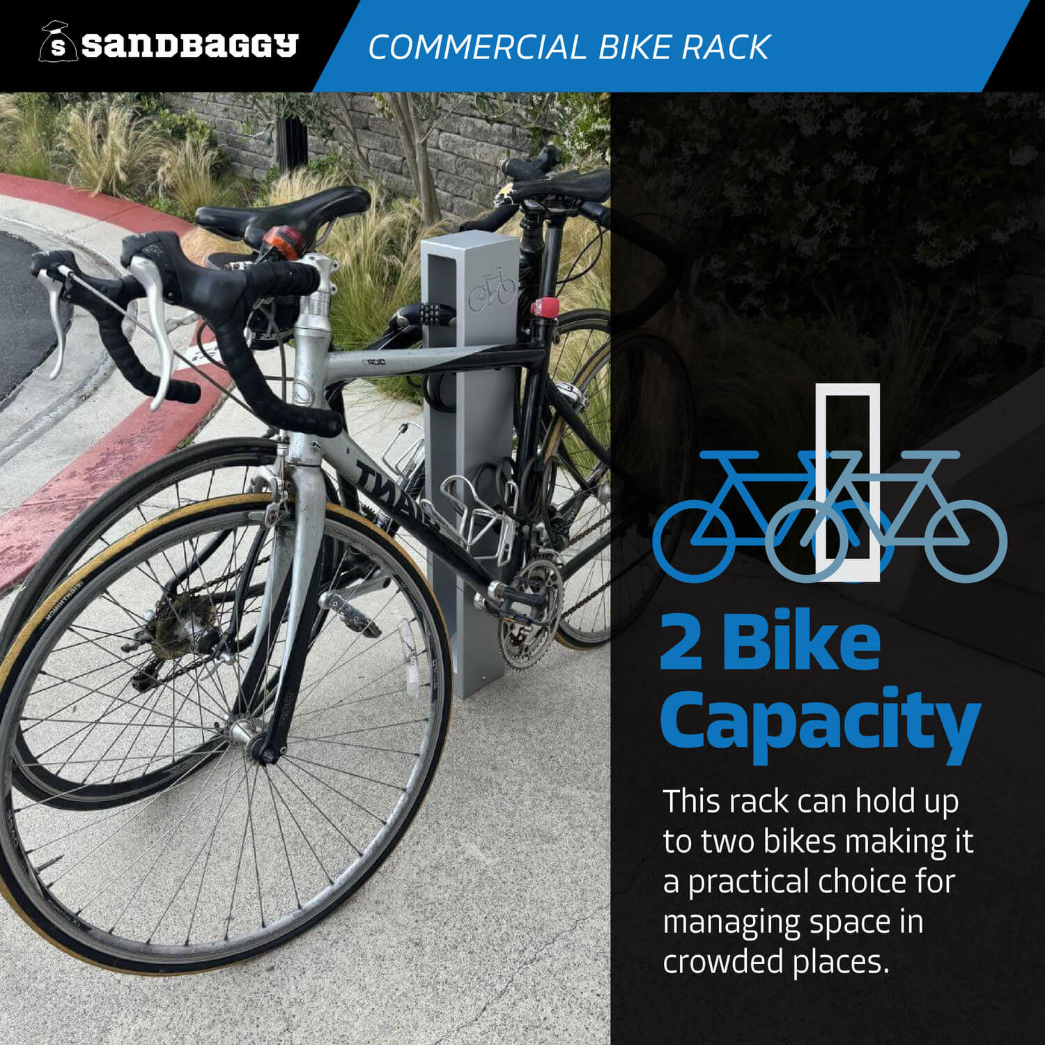 Modern Commercial Bike Rack: Aluminum Cast - Sandbaggy