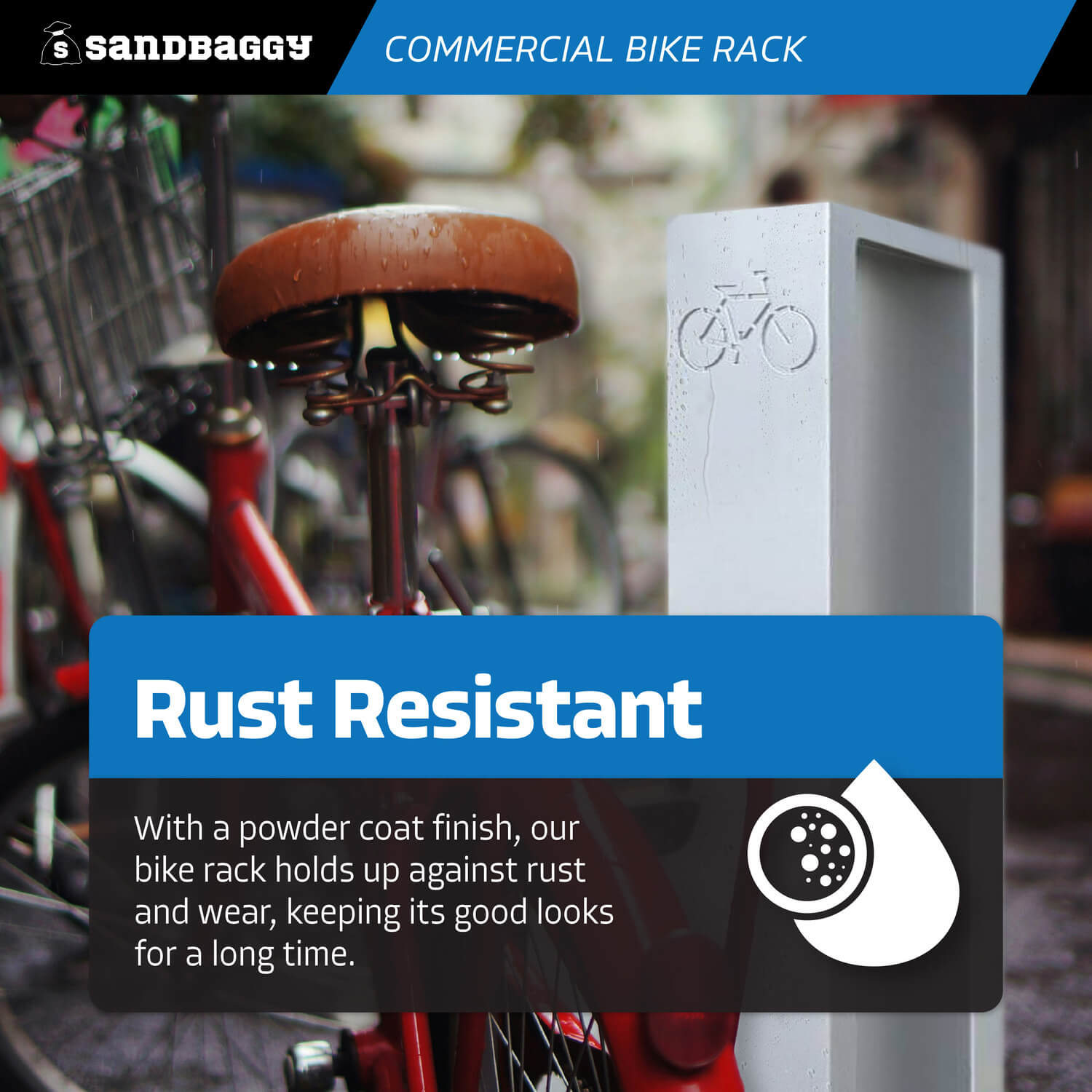 Modern Commercial Bike Rack: Aluminum Cast - Sandbaggy