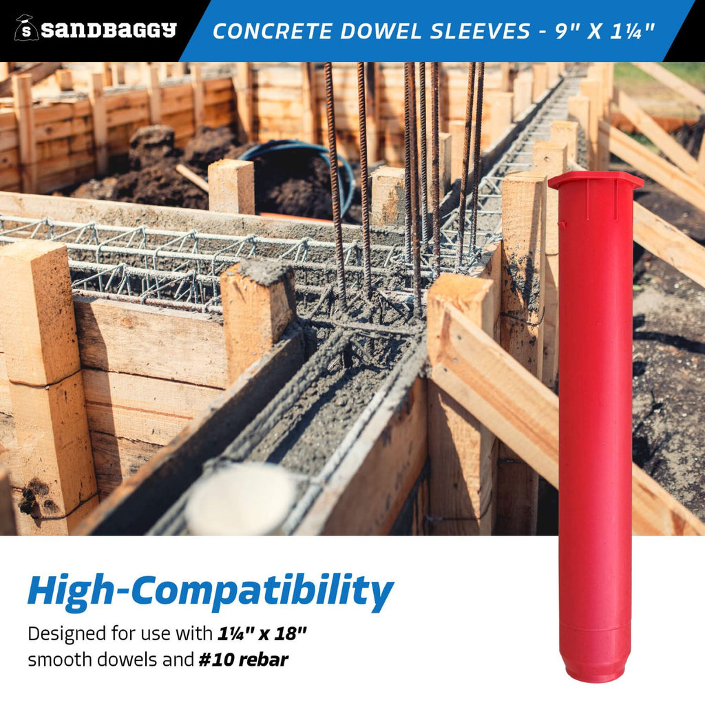 Concrete Dowel Sleeves - 9” x 1-1/4” | #10 Rebar Dowel Sleeve – Sandbaggy