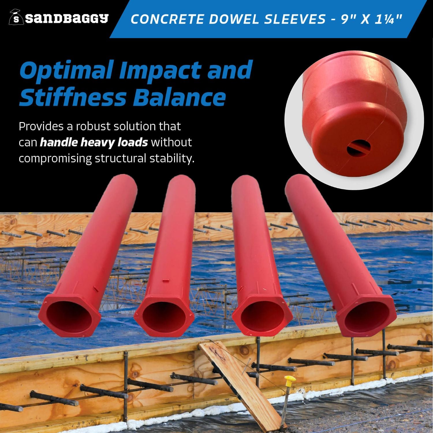 Concrete Dowel Sleeves - 9” x 1-1/4” | #10 Rebar Dowel Sleeve – Sandbaggy
