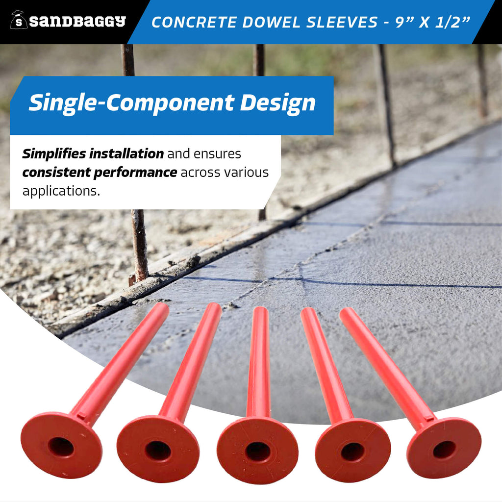 9" x 1/2" concrete dowel sleeves - single component