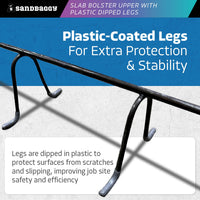 concrete slab bolster with grey plastic-tipped legs