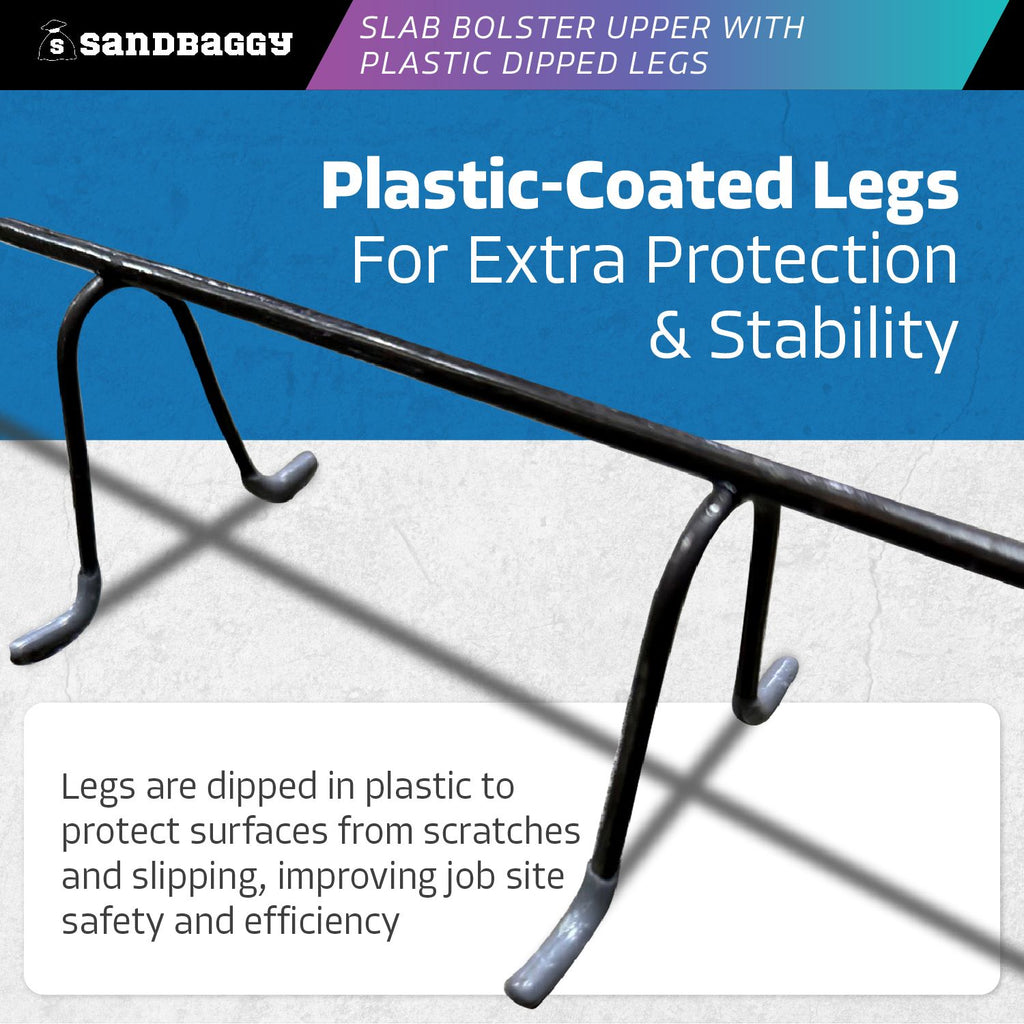 concrete slab bolster with grey plastic-tipped legs