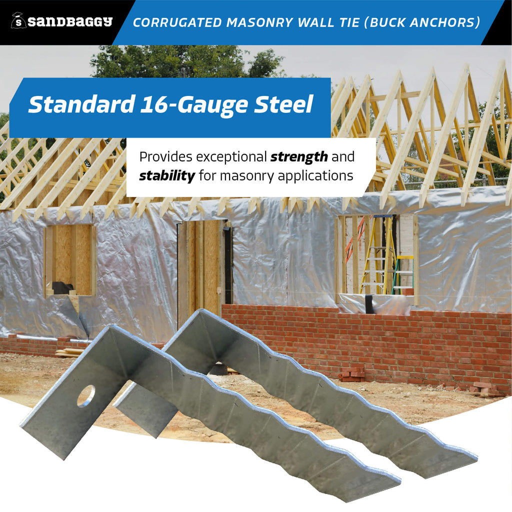 corrugated masonry wall ties - 16 gauge steel