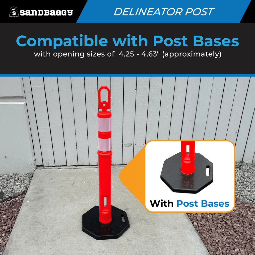 46" Plastic Traffic Delineator Post - Reflective Bands (Orange)