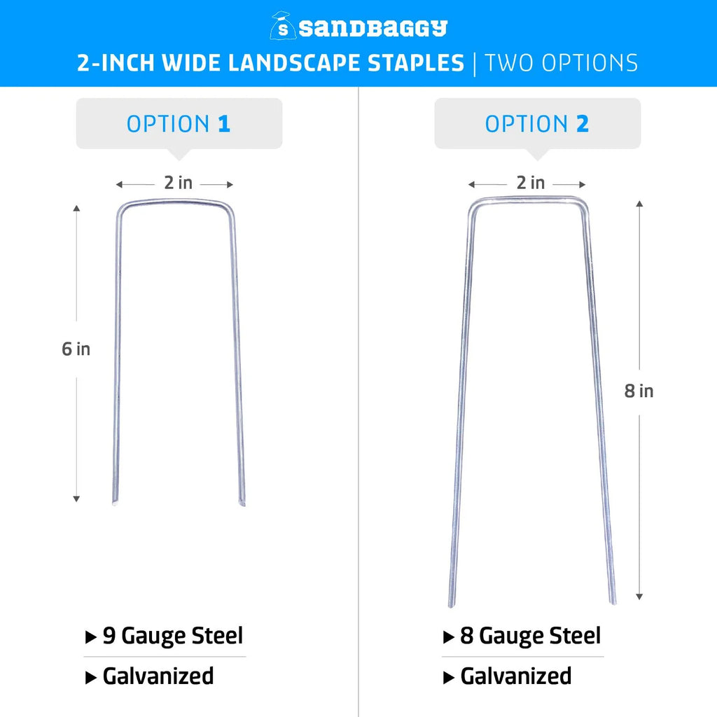 2 in. Wide Landscape Staples (2X Wider, 25% Thicker) - Heavy Duty Galvanized Steel
