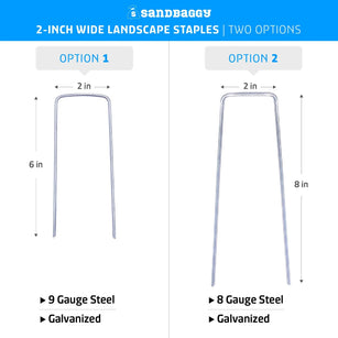 2-inch Wide Landscape Garden Staples (2X Wider, 25% Thicker) - Heavy Duty Galvanized Steel