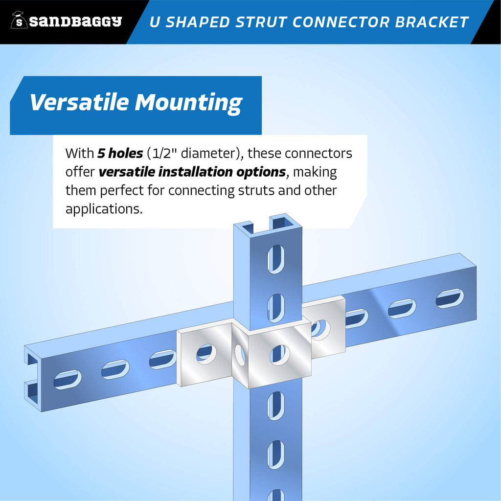 u shaped strut connector bracket - 5 holes