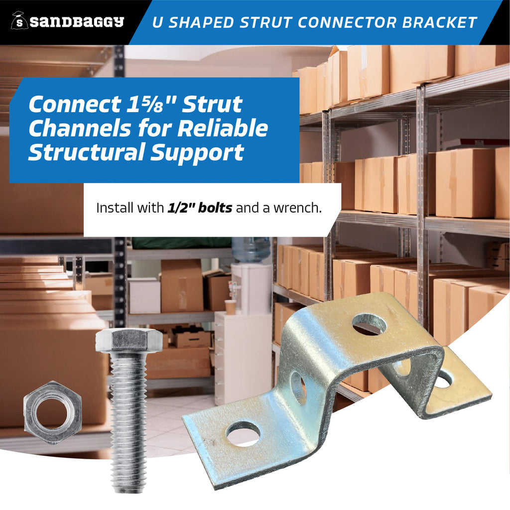 u shaped strut connector bracket - 1-5/8 inch strut connector