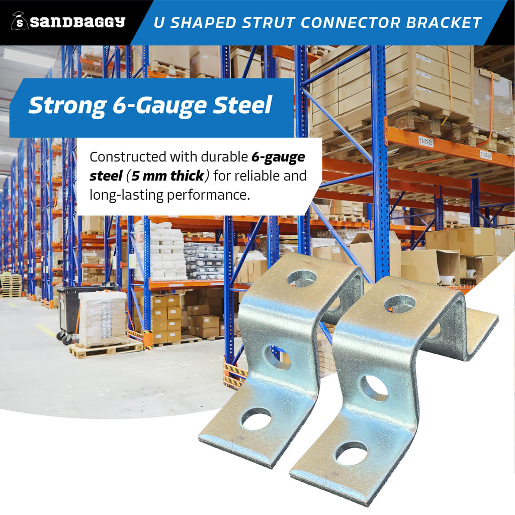 u shaped strut connector bracket - 6 gauge steel