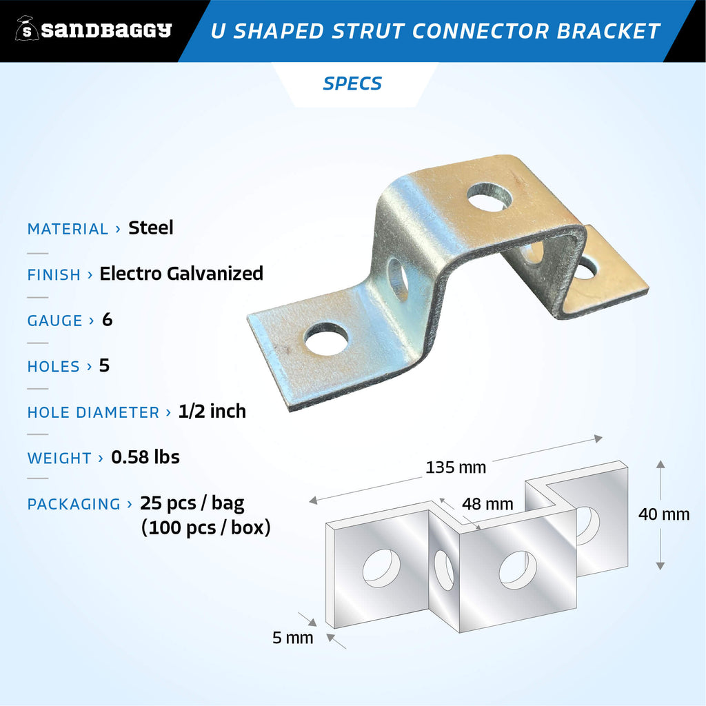 u shaped strut connector bracket - specs