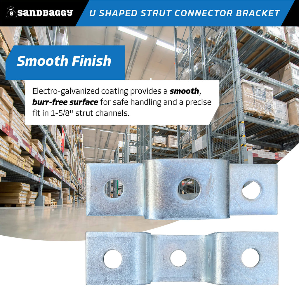 u shaped strut connector bracket - smooth finish