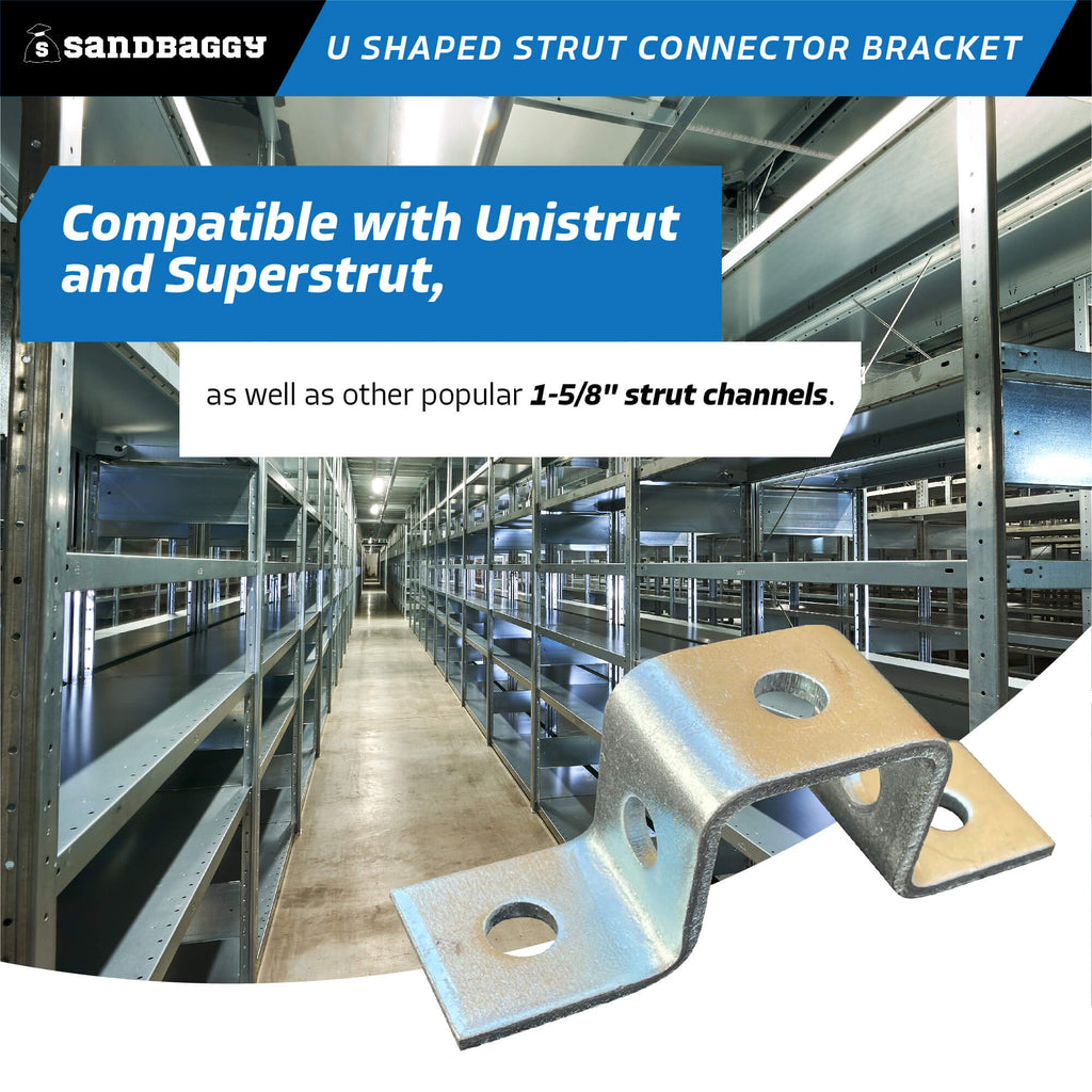 u shaped strut connector bracket for unistrut and superstrut