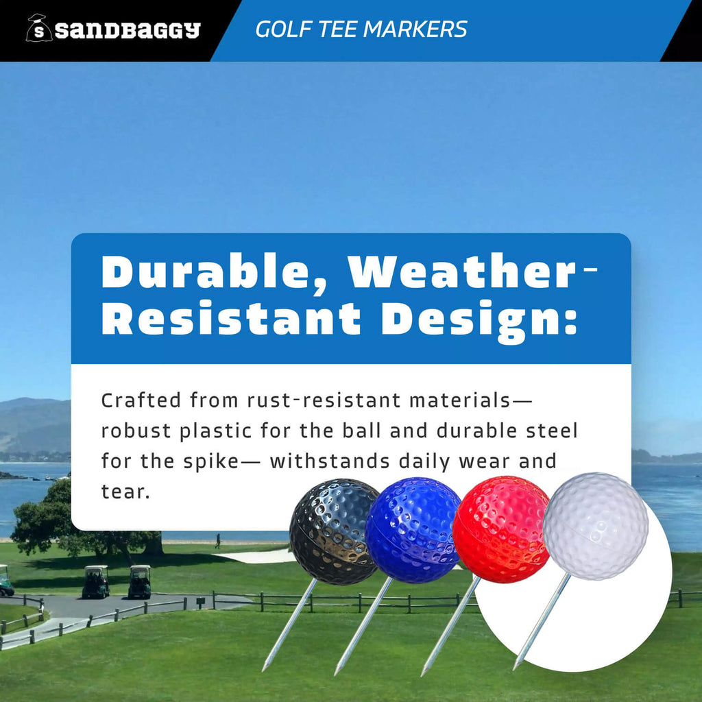 multi color golf tee markers pack - weather resistant