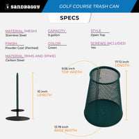 golf course trash cans for sale - specs