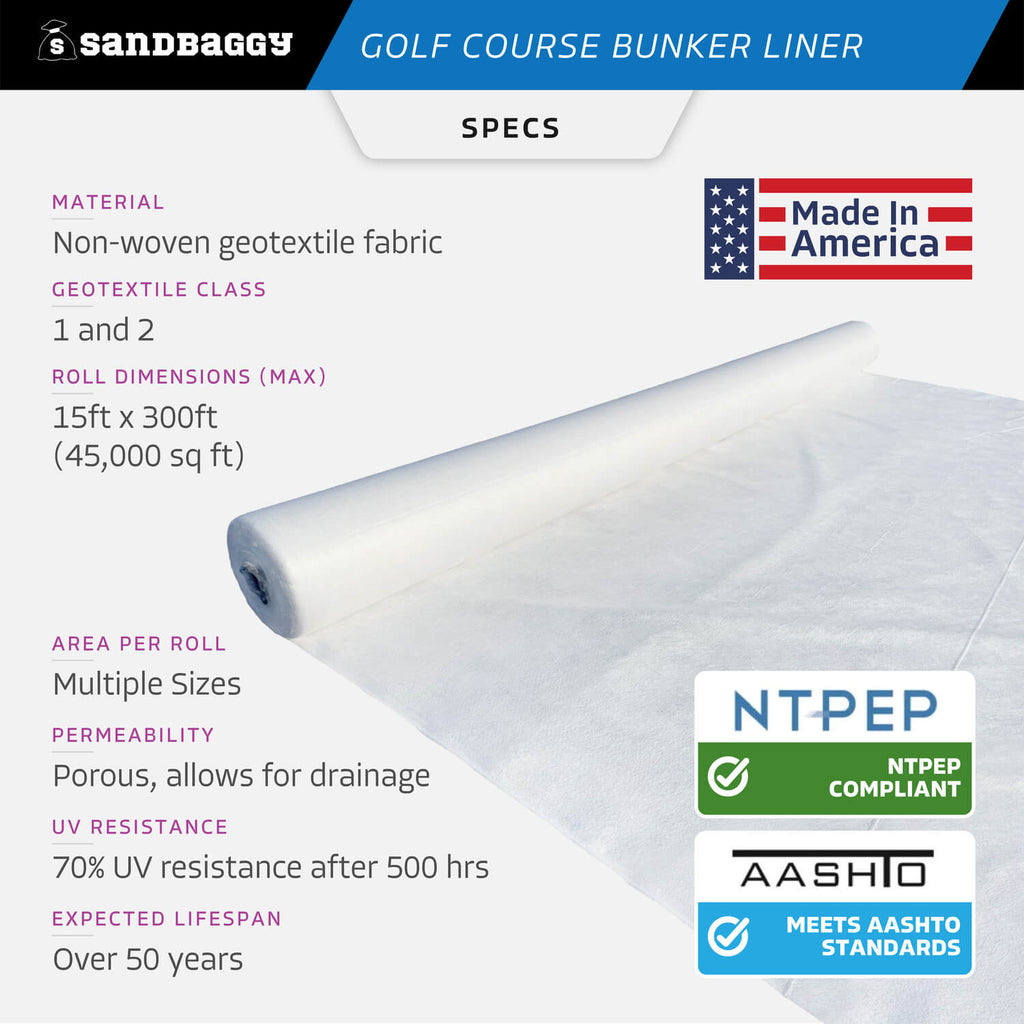 bunker liner for golf courses - non woven geotextile fabric