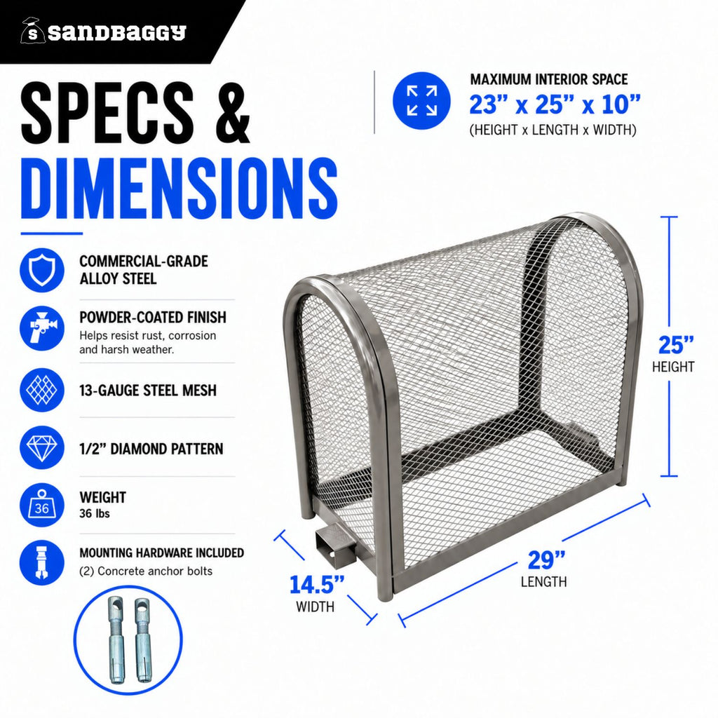 gray backflow security cage medium - specs and dimensions