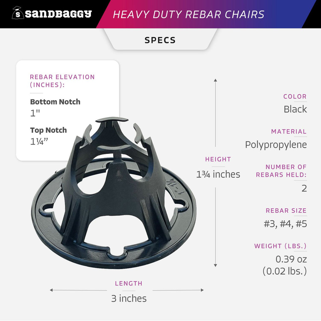 1" and 1 1/4" plastic rebar chairs specs