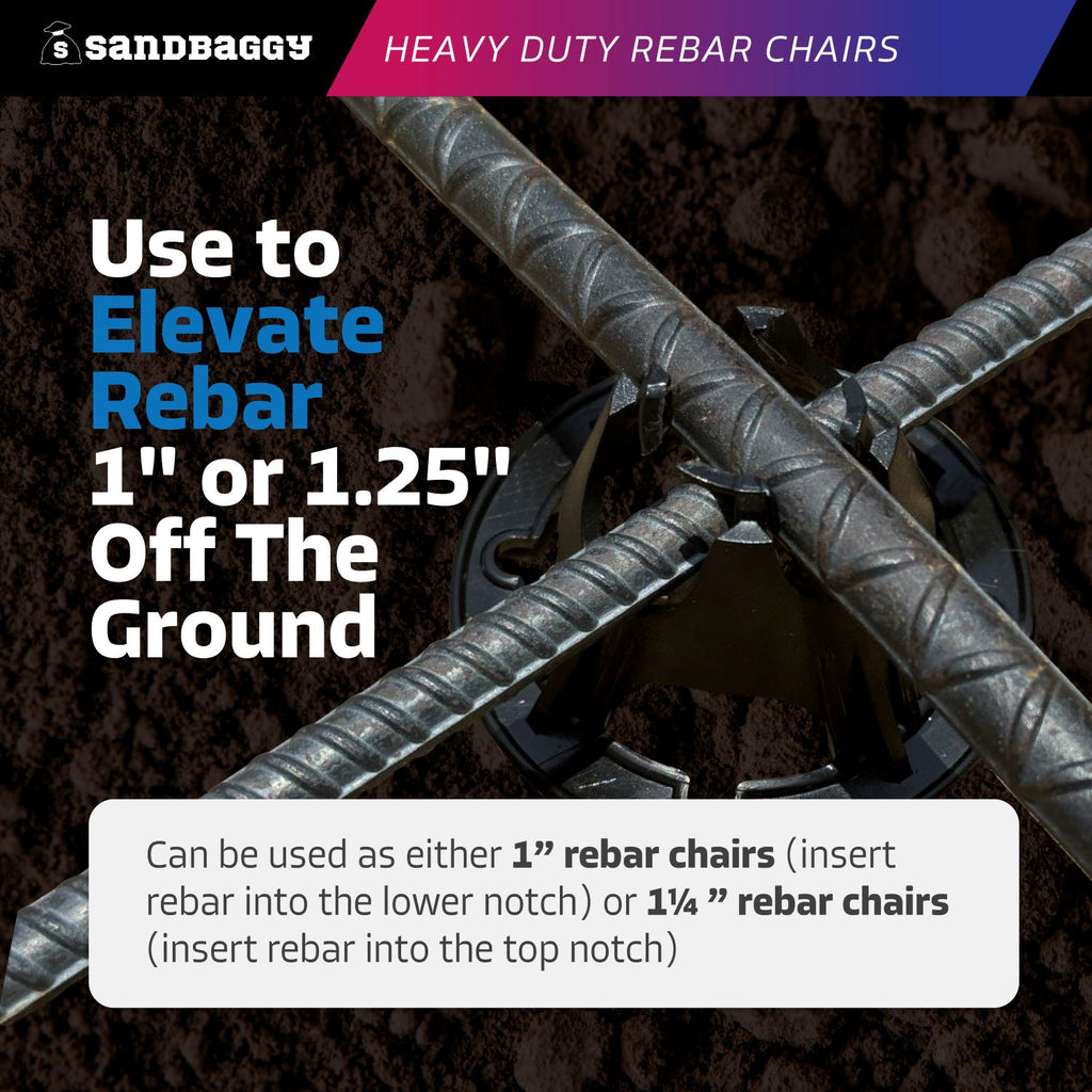 1" and 1 1/4" plastic rebar chairs - dual rebar capacity