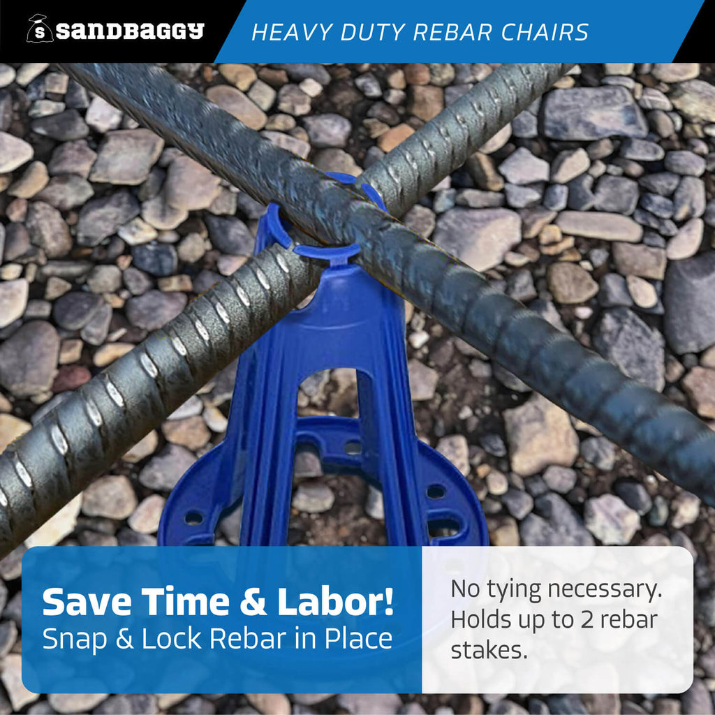 heavy duty plastic rebar chairs - blue - 2 rebar capacity