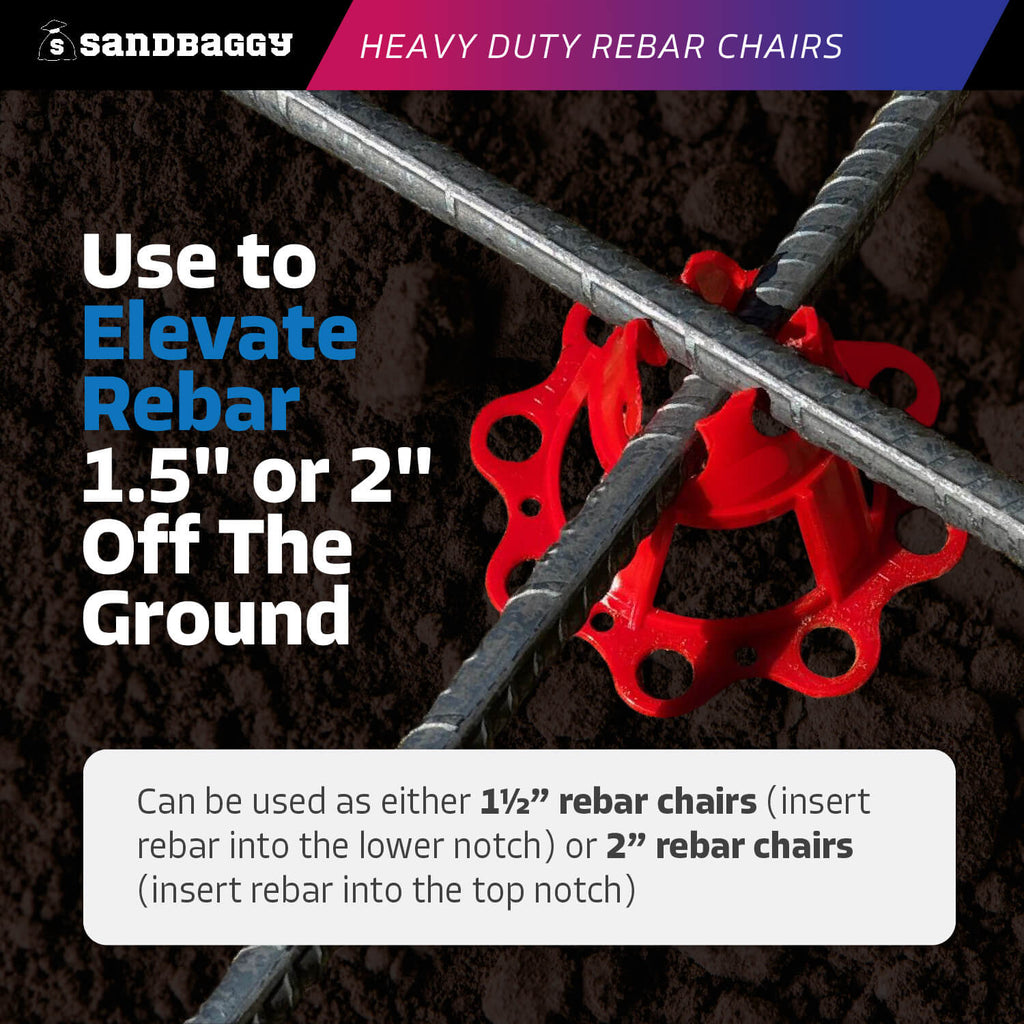 rebar chairs elevate rebar 1.5" or 2" off the ground