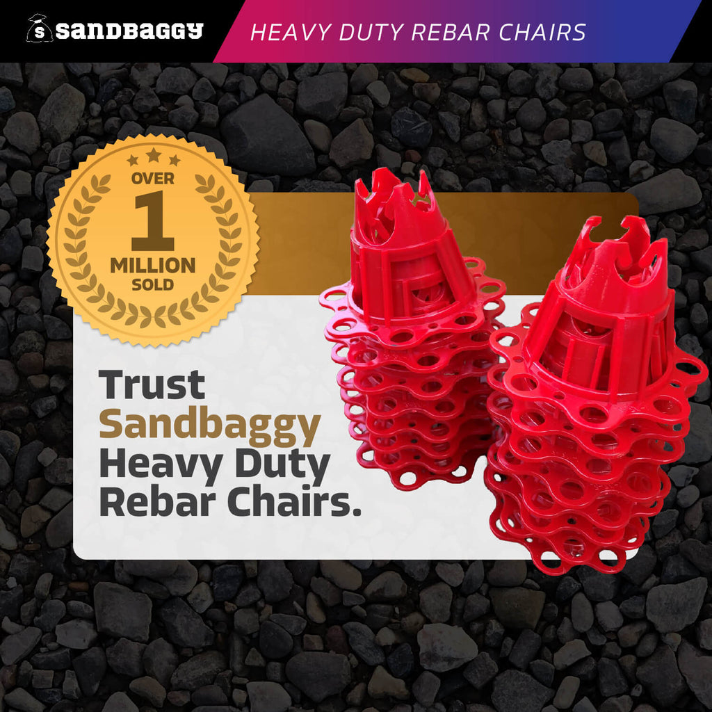 Plastic Rebar Chairs - Elevates Rebar 1 ½" or  2" - Rebar #3 to #5 (Red)