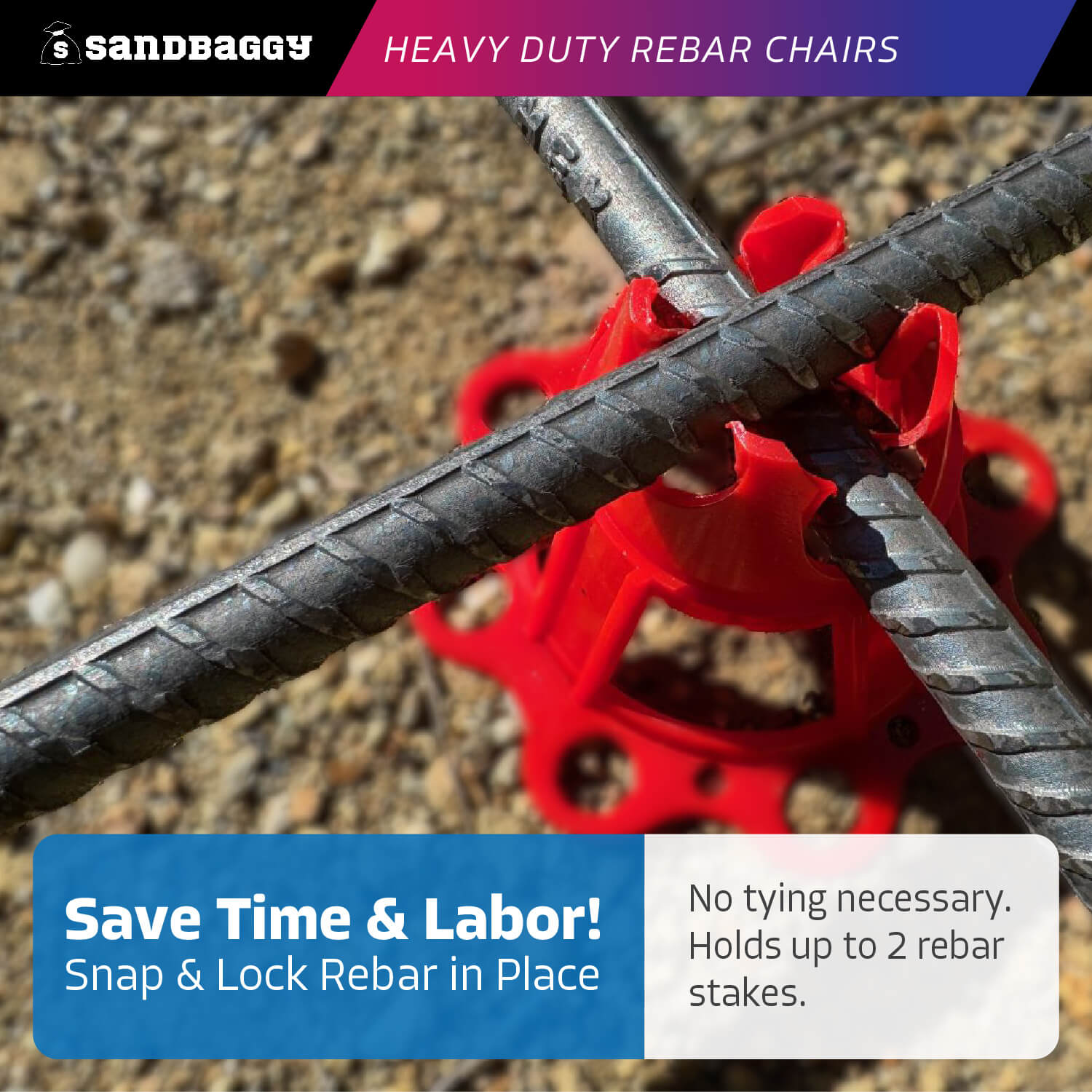 Plastic Rebar Chairs - Elevates Rebar 1 ½