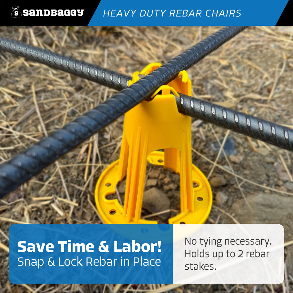 heavy duty plastic rebar chairs (yellow) - 2 rebar capacity