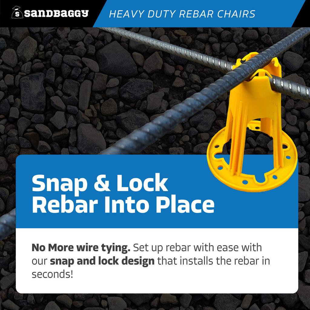 Snap & Lock heavy duty plastic rebar chairs (yellow) 