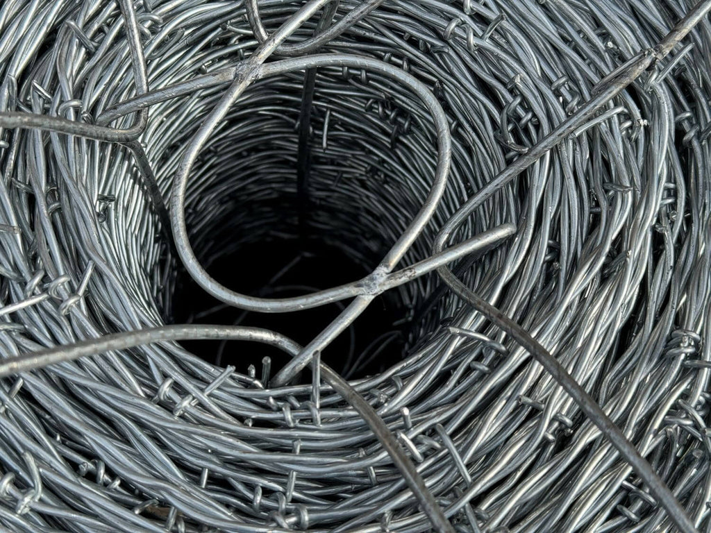 Barb Wire Roll (1320 ft) - 2 Point, Double Strand Twisted Wire - 12.5 Gauge Galvanized Steel