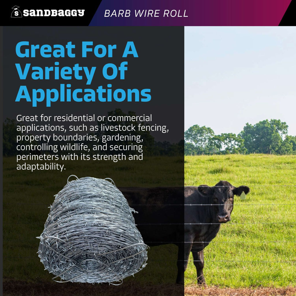 barb wire roll for livestock fencing, property boundaries, gardening, perimeters