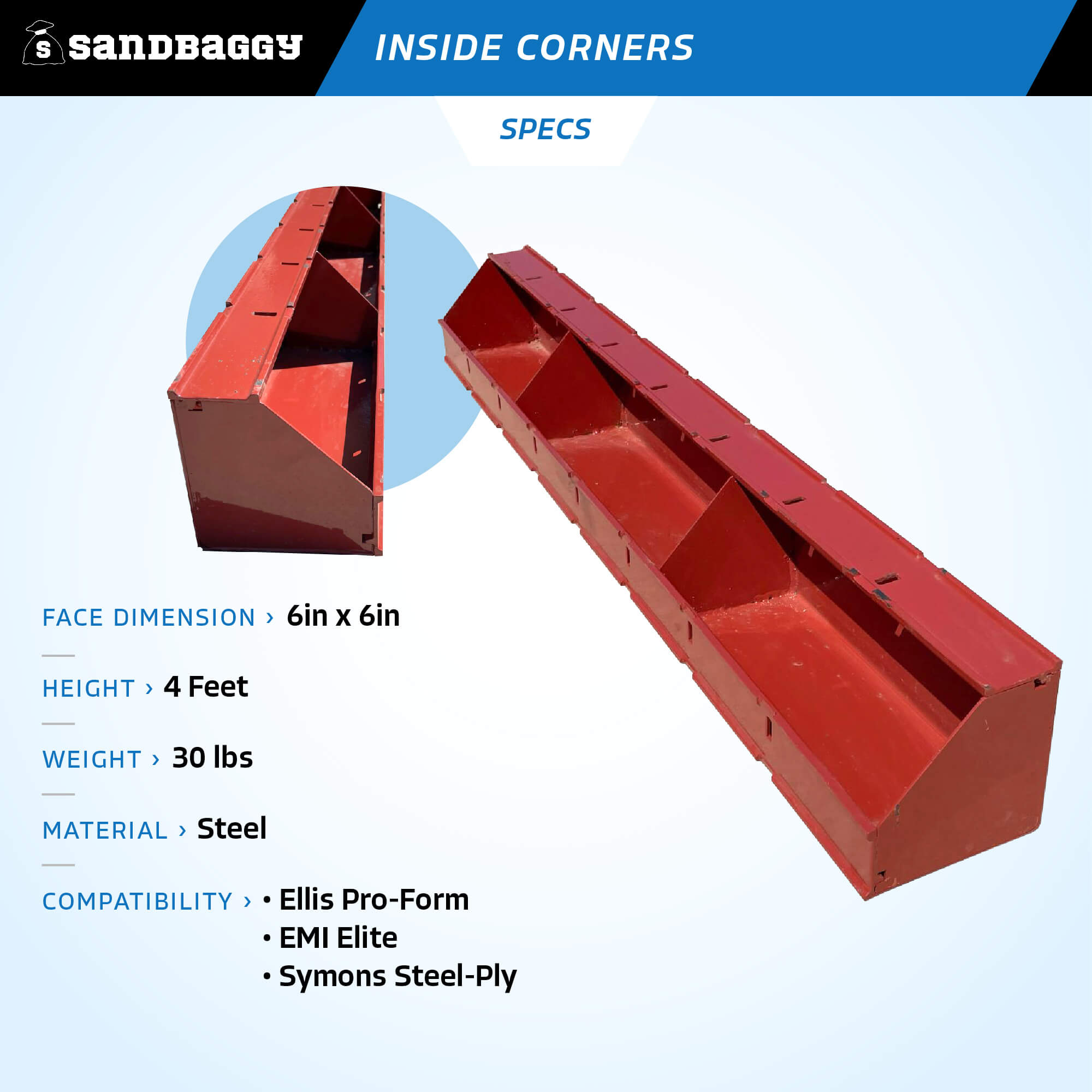 Symon Form Clips Steel Inside Corners for Concrete Forms (6