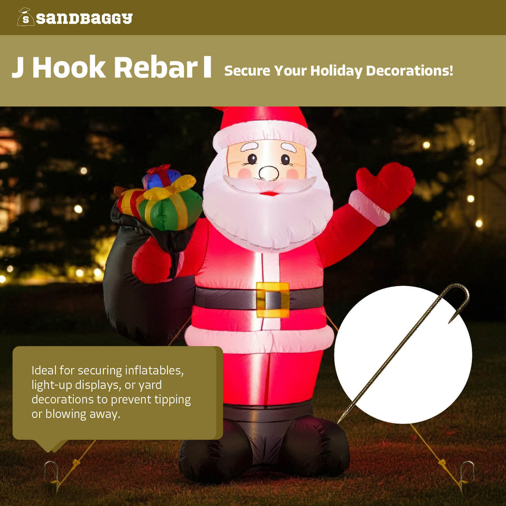 j shaped rebar stakes - christmas holiday decoration anchors