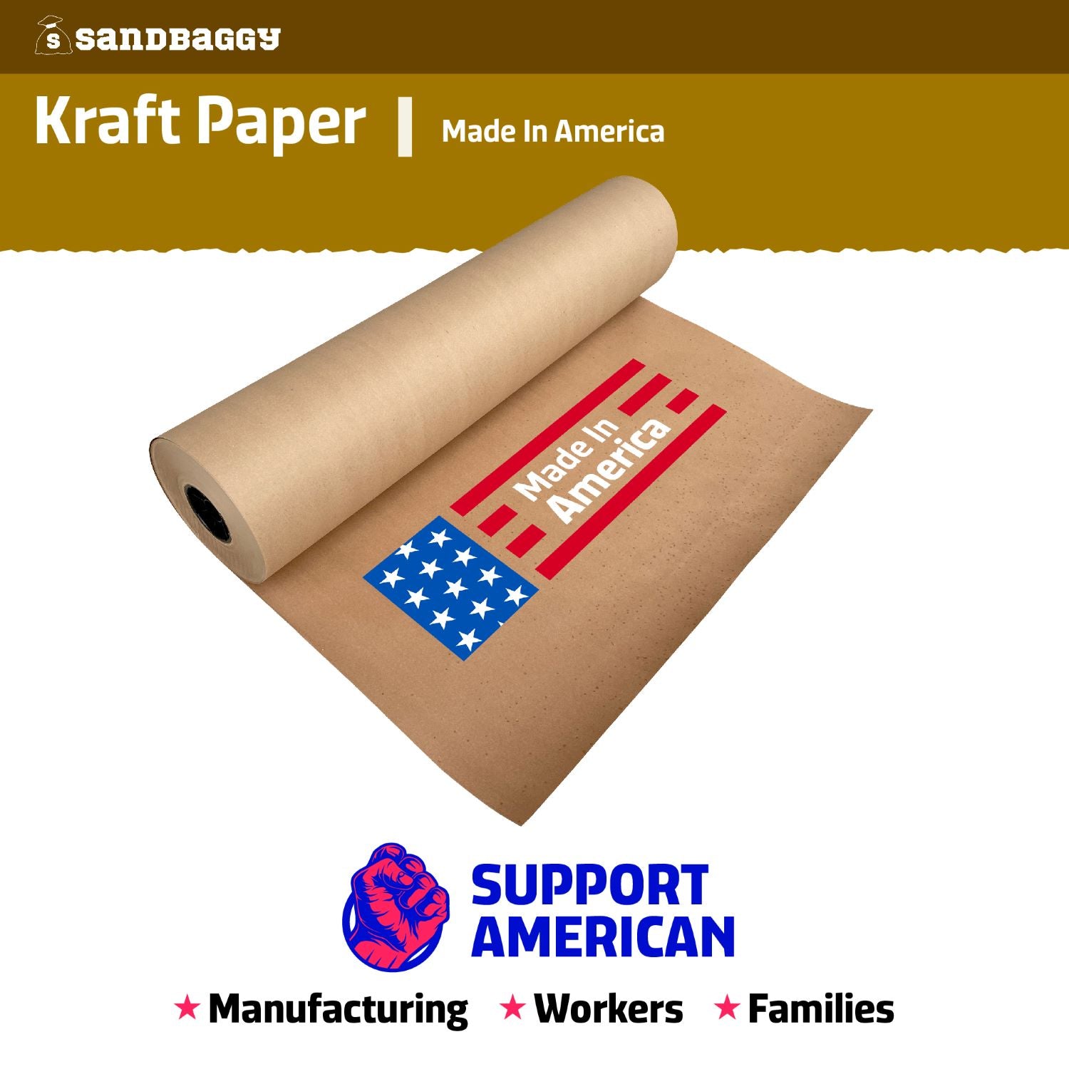 Heavy Duty Kraft Paper Rolls - 75 lb. Recycled Paper (Brown