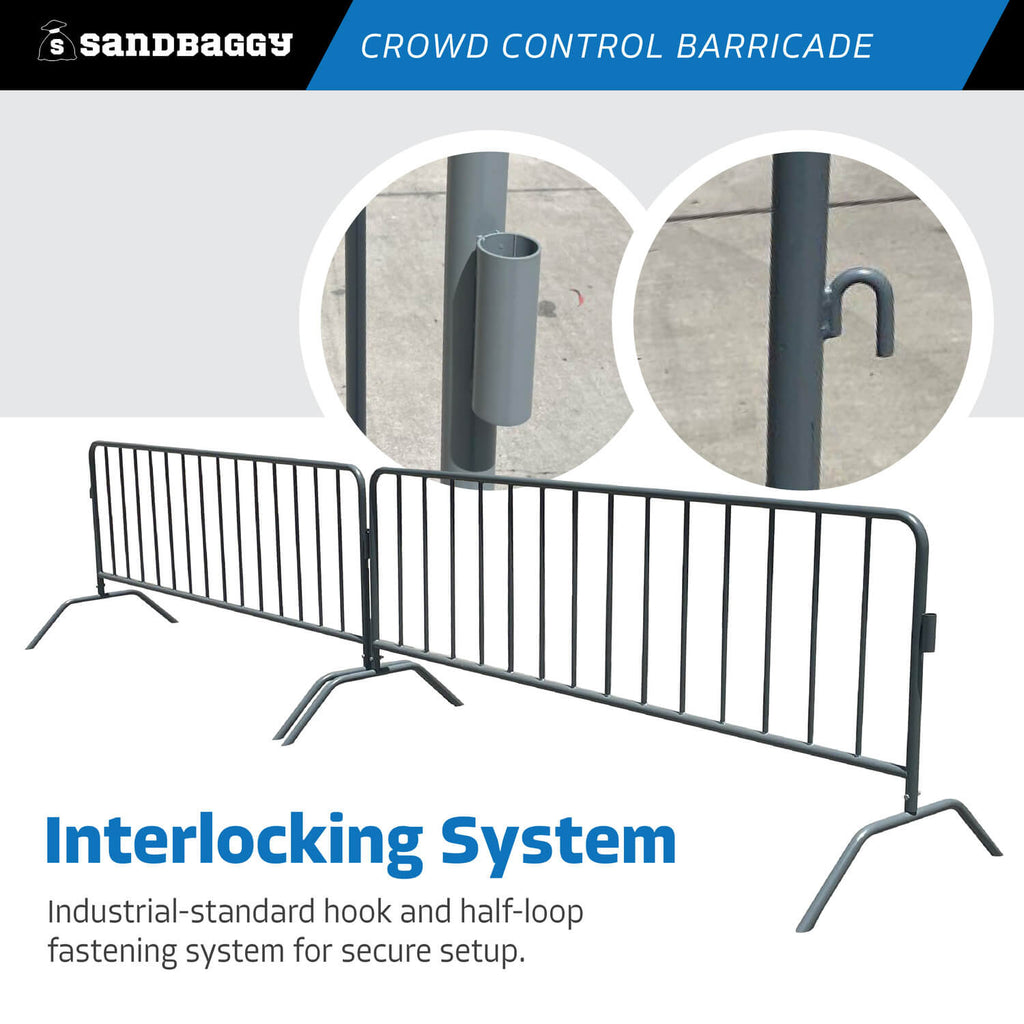 8.5 ft metal crowd control barriers - interlocking