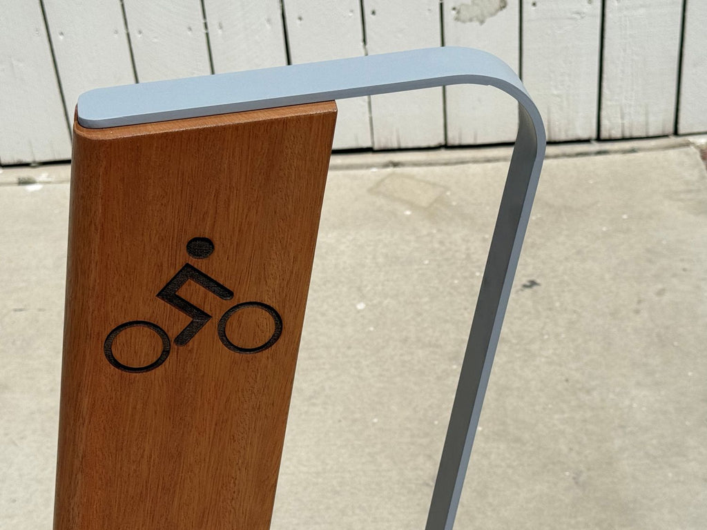Modern Commercial Wood Bike Rack - Surface Mount - 2 Capacity