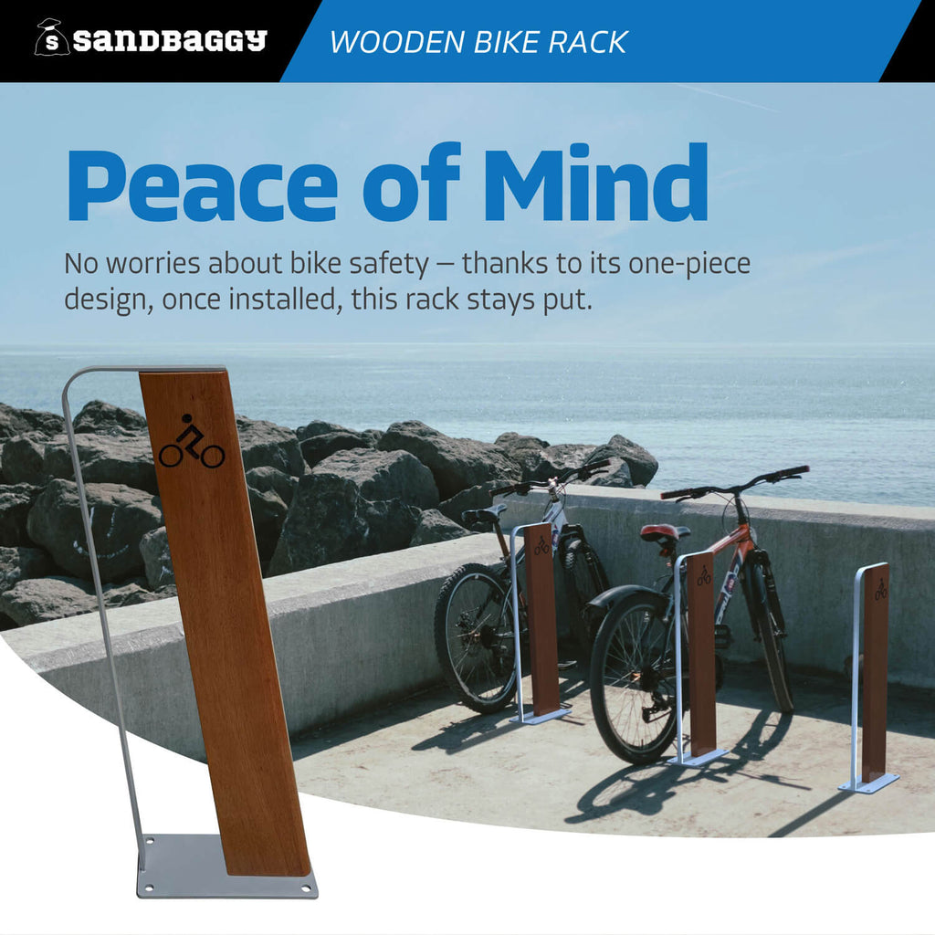modern commercial bike racks - wood - heavy duty - anti theft