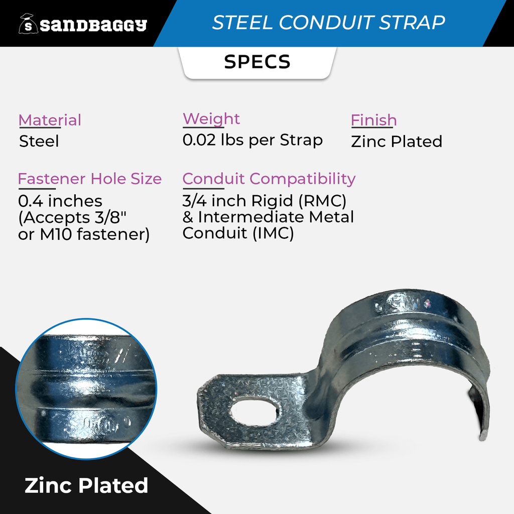 3/4-Inch One-Hole Conduit Strap | Steel Clamp for Rigid/IMC