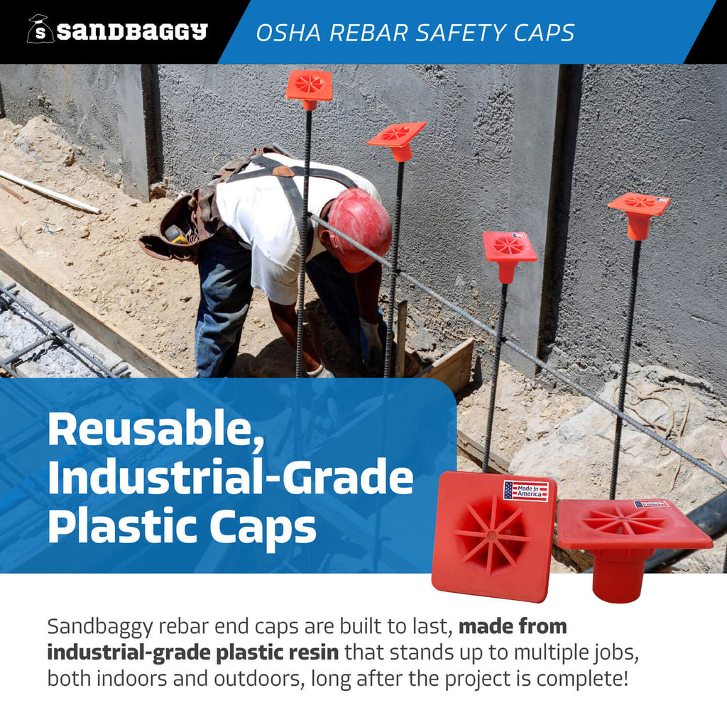 OSHA Approved Rebar Safety Caps - Fall Protection (USA Made) – Sandbaggy