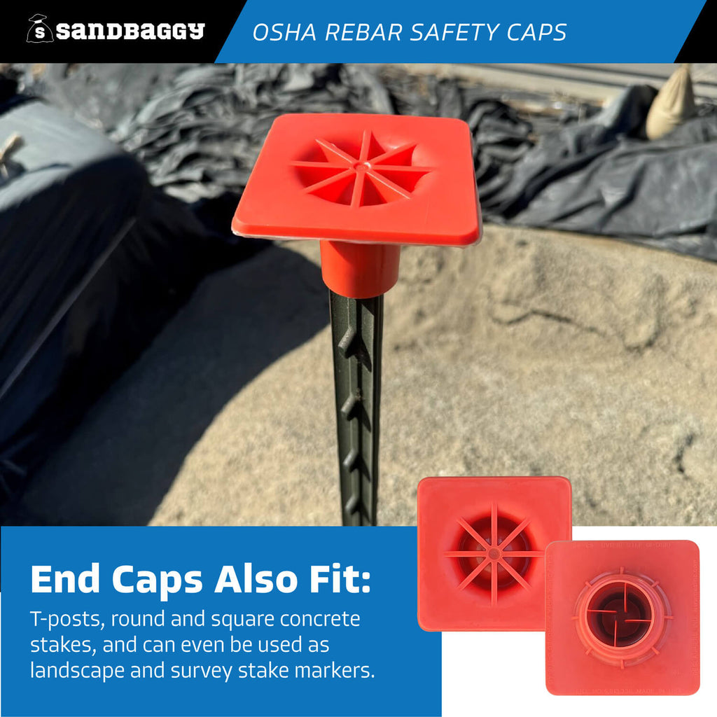 orange plastic end caps for t posts, concrete stakes