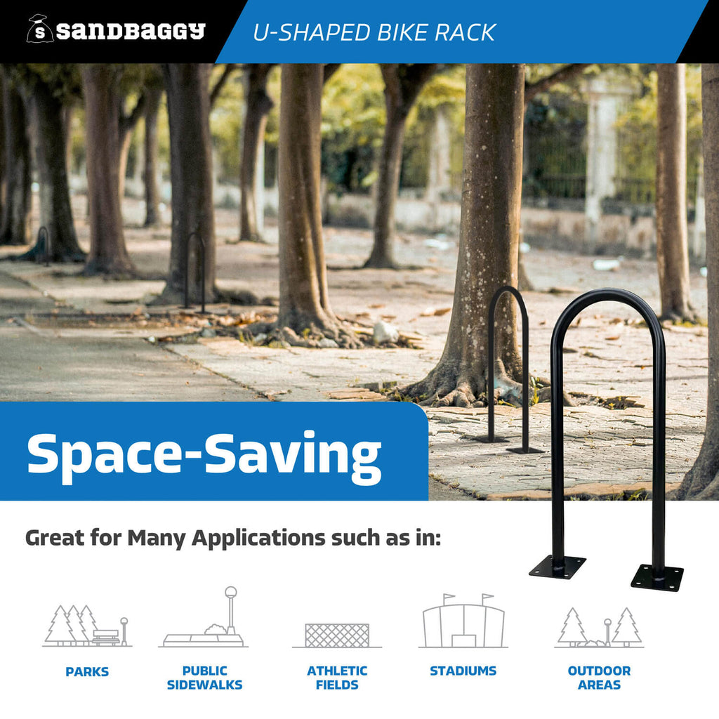 Outdoor Bike Rack | U Bike Rack, In Ground, Commercial - Sandbaggy