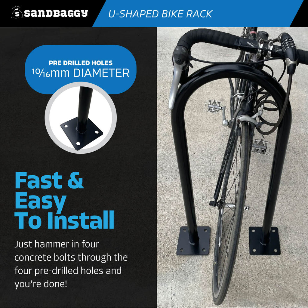 In Ground Mounting Bike Rack Outdoor Bike Rack | U Bike Rack, In Ground, Commercial - Sandbaggy