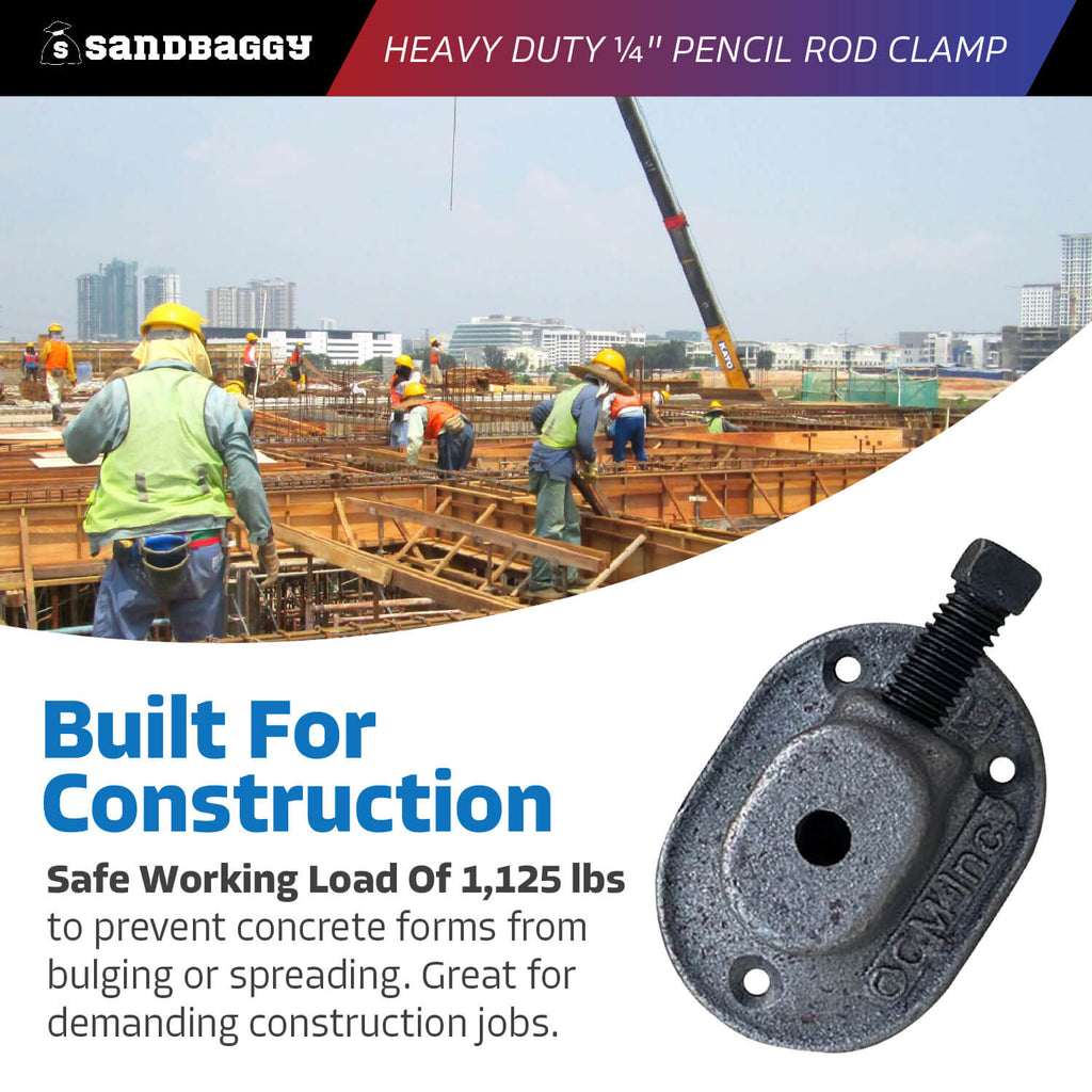 construction grade 1/4" pencil rod clamp for concrete forms