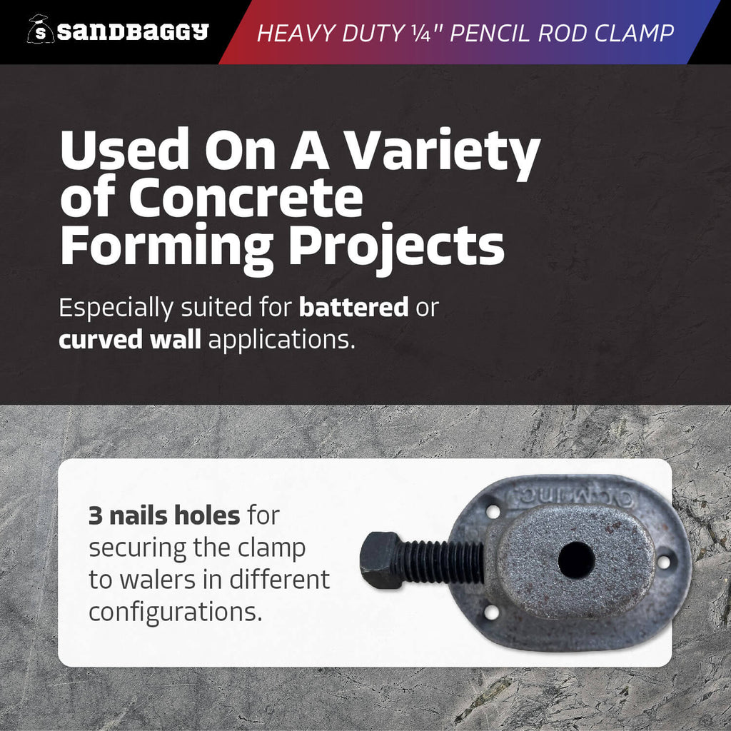 1/4" pencil rod clamp for battered or curved walls