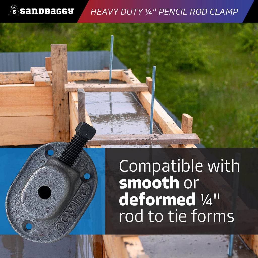 1/4" pencil rod clamp for smooth or deformed rods to tie concrete forms