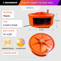 6 inch diameter plastic rebar tie wire reel ambidexterous
