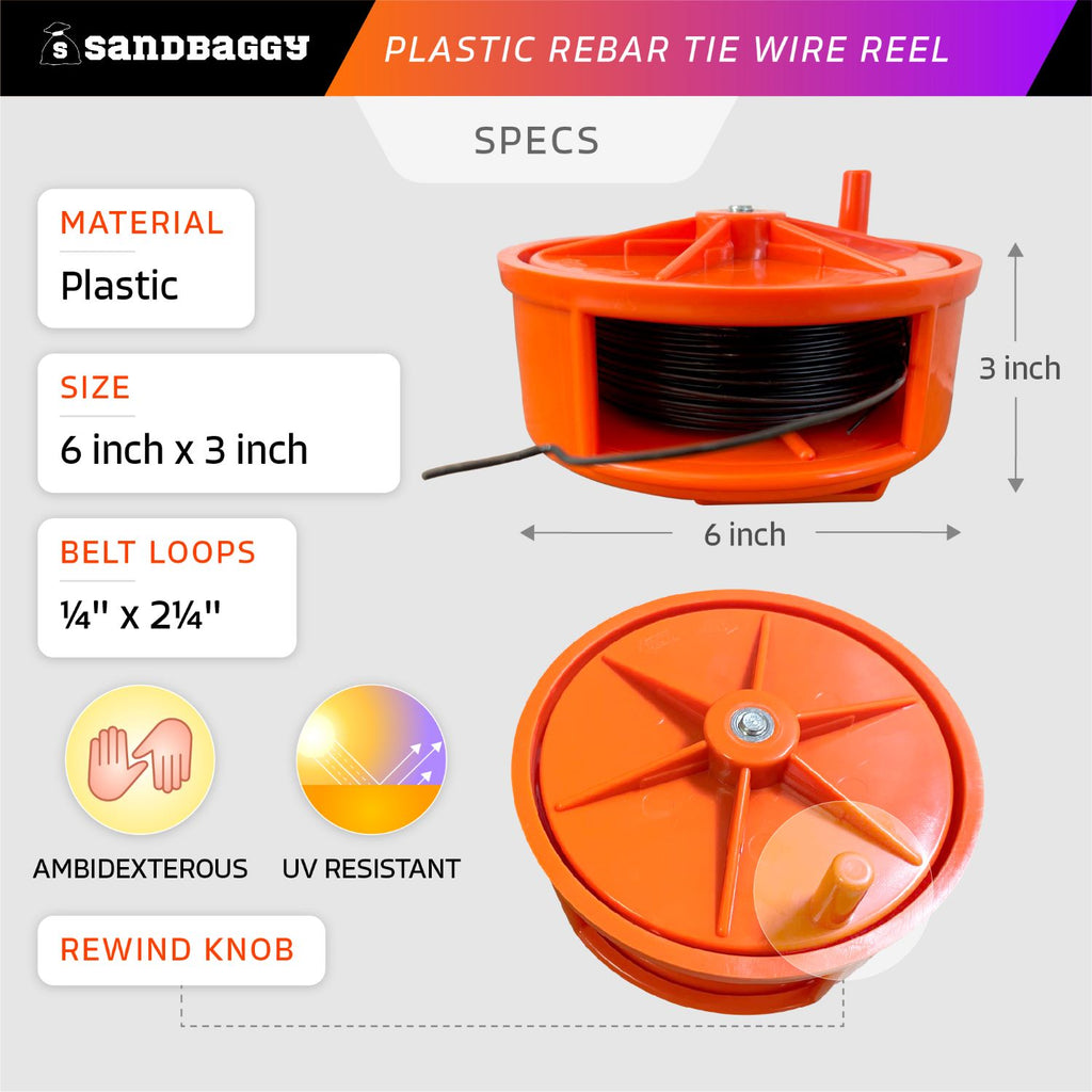 6 inch diameter plastic rebar tie wire reel ambidexterous