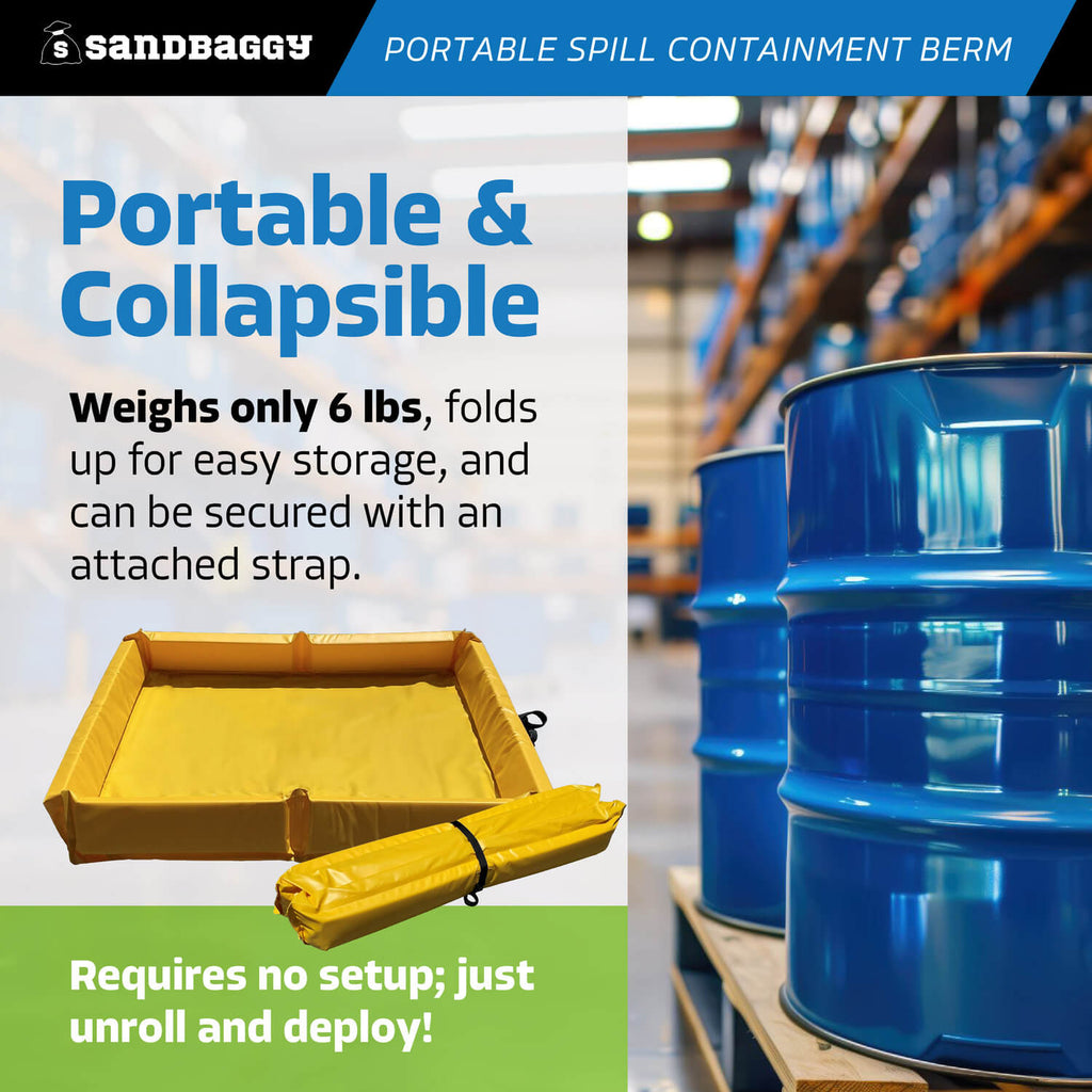 portable spill containment berm - portable and collapsible