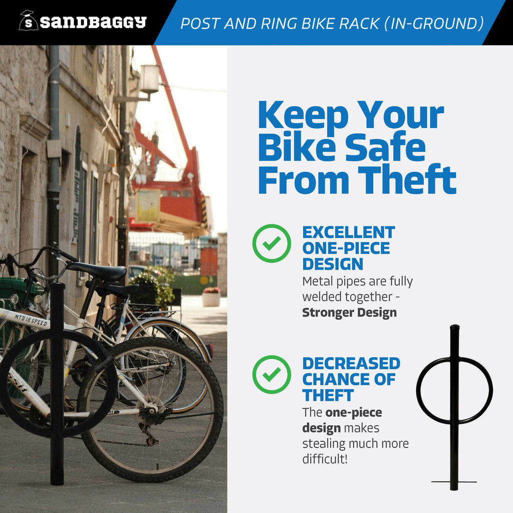 post and ring bike rack - in ground - anti theft