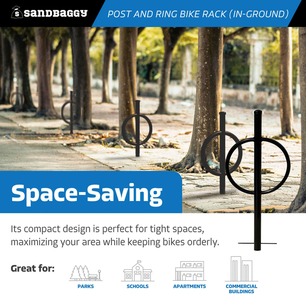 post and ring bike rack - in ground - commercial